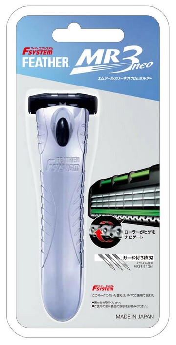 Feather Мужской бритвенный станок с тройным лезвием и вращающимся роликом MR3 Neo (идеальное бритьё) + 1 кассета