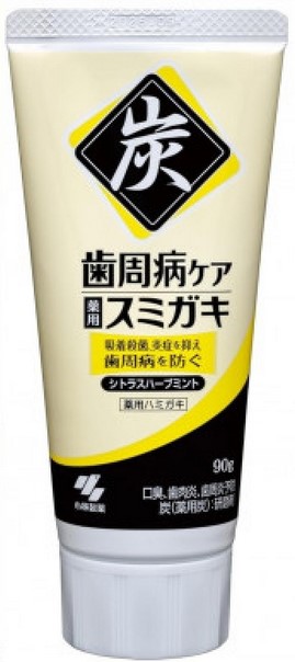 Зубная паста Kobayashi для профилактики болезней дёсен с микрогранулами угля (вкус мяты, цитрусов и трав) 90 гр