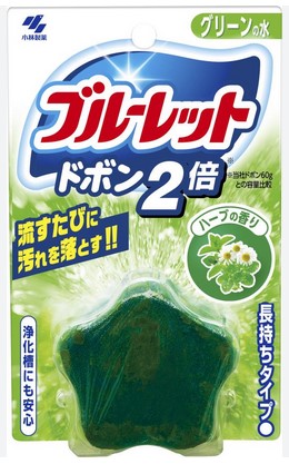 Таблетка для бачка унитаза Kobayashi Bluelet с эффектом окрашивания воды - травы (двойная) 120 гр