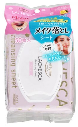 Увлажняющие салфетки KOSE Softymo Lachesca Moist для снятия макияжа на водной основе, размер 15 х 20 см, 50 шт