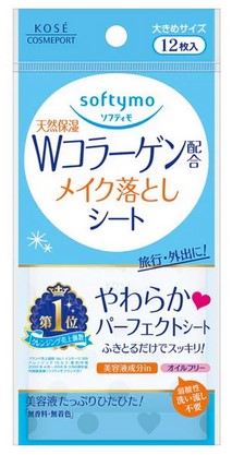 Влажные салфетки KOSE Softymo для снятия макияжа придающие упругость с W-коллагеном 12 шт
