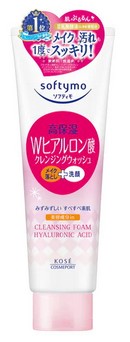 Крем-пенка KOSE Softymo для умывания и удаления макияжа увлажняющая с W-гиалуроновой кислотой 190 гр