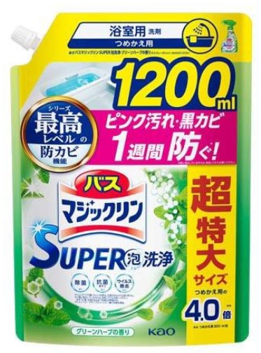 Жидкость чистящая для ванны KAO Magiсclean (предотвращающая образование розовой и чёрной плесени, с антибактериальным эффектом, аромат зелёных трав) 1,2 л