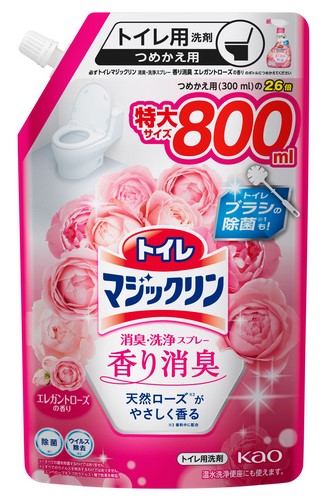 Чистящее и дезодорирующее пенящееся средство KAO Magicclean для туалета «Элегантная роза» (протирание сиденья и обработка унитаза / спрей) 800 мл