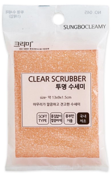 Губка для мытья посуды Sungbo Cleamy Clear Scrubber, средней жесткости 1 шт