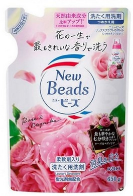 Гель для стирки KAO New Beads (дезодорирующий, с ароматом розы), запасной блок, 650 гр