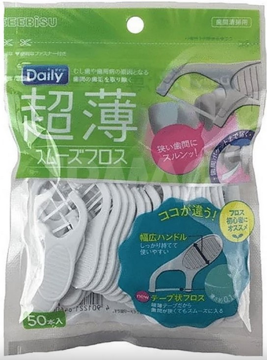 Флоссер EBISU c ленточной зубной нитью на плоской ручке 50 шт