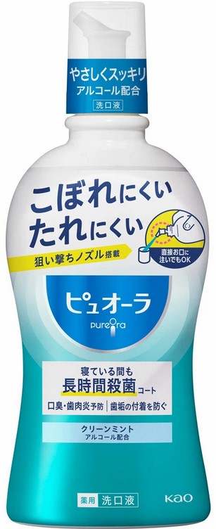 Ополаскиватель полости рта KAO PureOra (освежающая мята / со спиртом) 420 мл