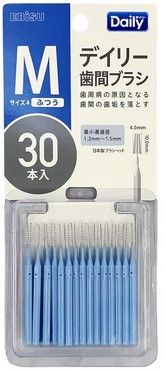 Ёршик межзубный EBISU прямой формы на короткой тонкой ручке (без колпачка) размер М, 30 шт