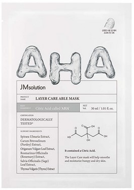 Тканевая маска с AHA кислотами JM Solution Layer Care Able Mask, 30 г