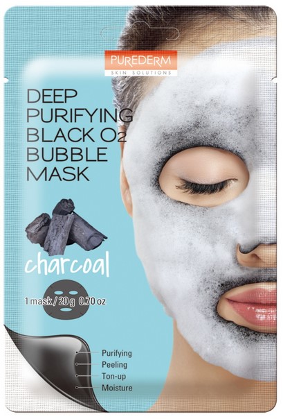 Пузырьковая маска с углем Purederm Charcoal Bubble Mask, очищающая, 20 г