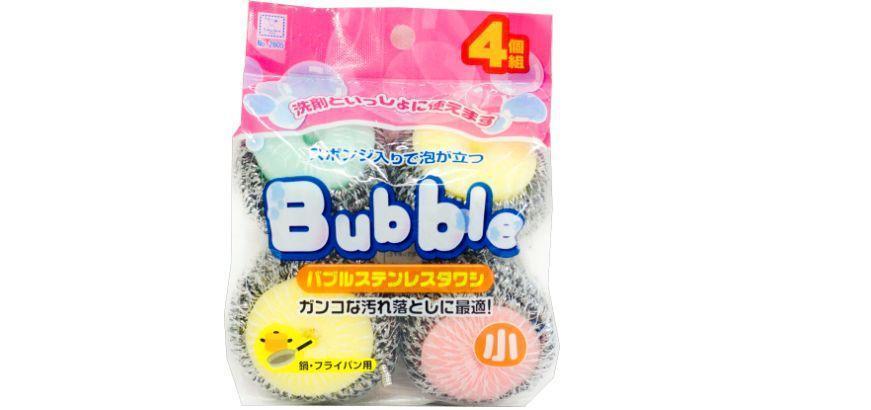 Набор кухонных губок со стальной спиралью в сеточке, 4 шт.