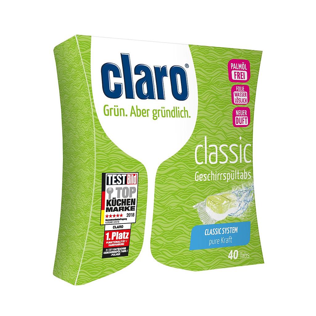 Таблетки для мытья посуды CLARO ECO в посудомоечных машинах, 40 шт.