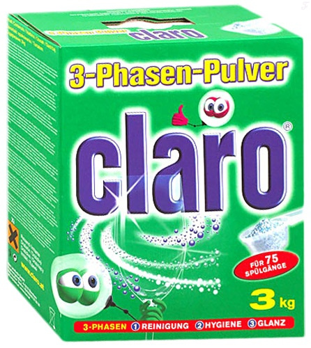 Порошок для мытья посуды в посудомоечных машинах Claro тройного действия, 2,5 кг.