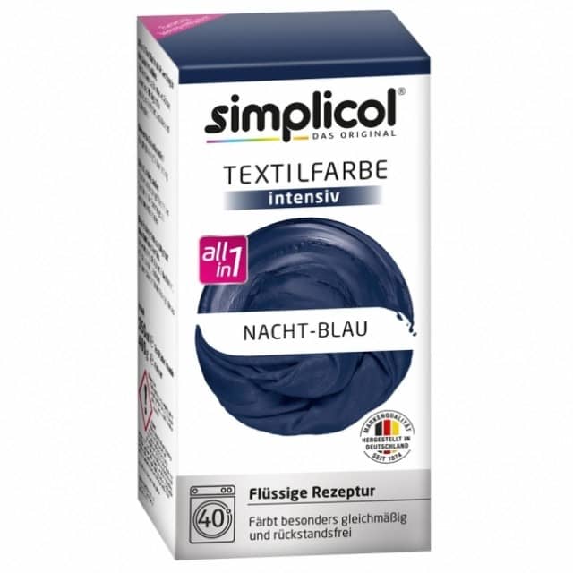 Краска для окрашивания одежды и тканей из хлопка, льна и вискозы, Simplicol Intensiv синяя ночь 150 мл + 400 гр