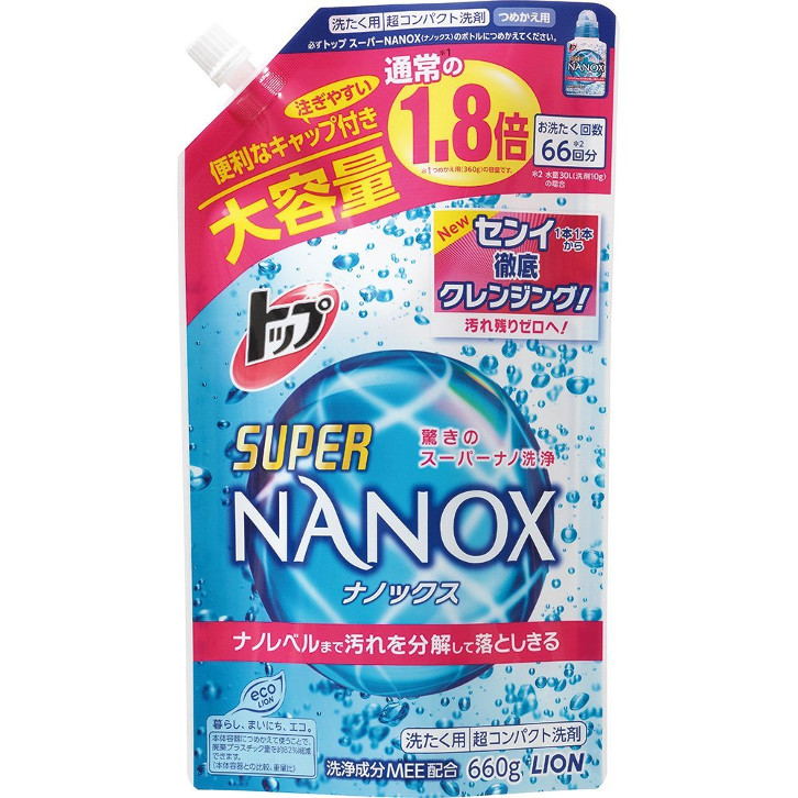 Жидкое средство для стирки LION Top Super NANOX, запасной блок, 660 гр.