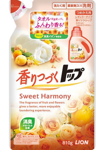 Жидкое средство для стирки LION ТОП аромат цветов и апельсина, запасной блок, 810 гр