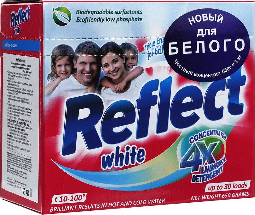 Концентрированный стиральный порошок Reflect White 650 гр.