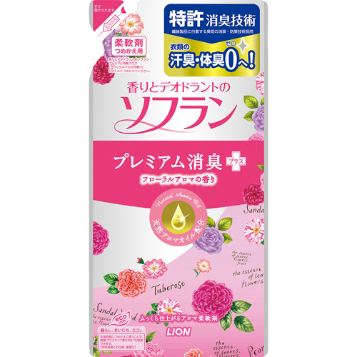 Кондиционер для белья LION Soflan с цветочным ароматом, запасной блок, 480 мл