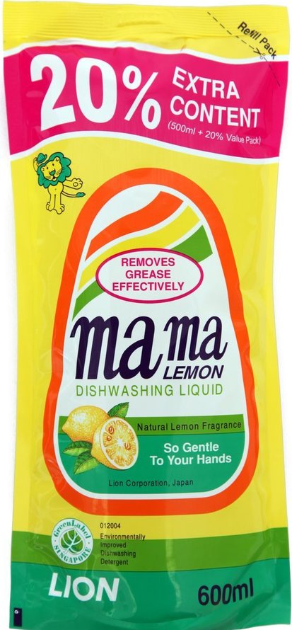 Гель для мытья посуды и детских принадлежностей Mama Lemon, с ароматом лимона,  сменная упаковка,600 мл.