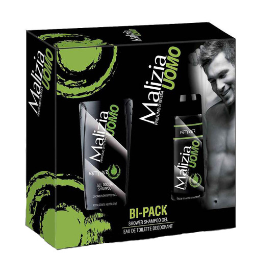Косметический подарочный набор для мужчин MALIZIA vetyver, дезодорант-спрей 150 мл и шампунь-гель для душа, 250 мл