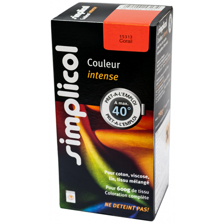 Краска для окрашивания одежды и тканей SIMPLICOL  (цвет: коралловый) 750 гр