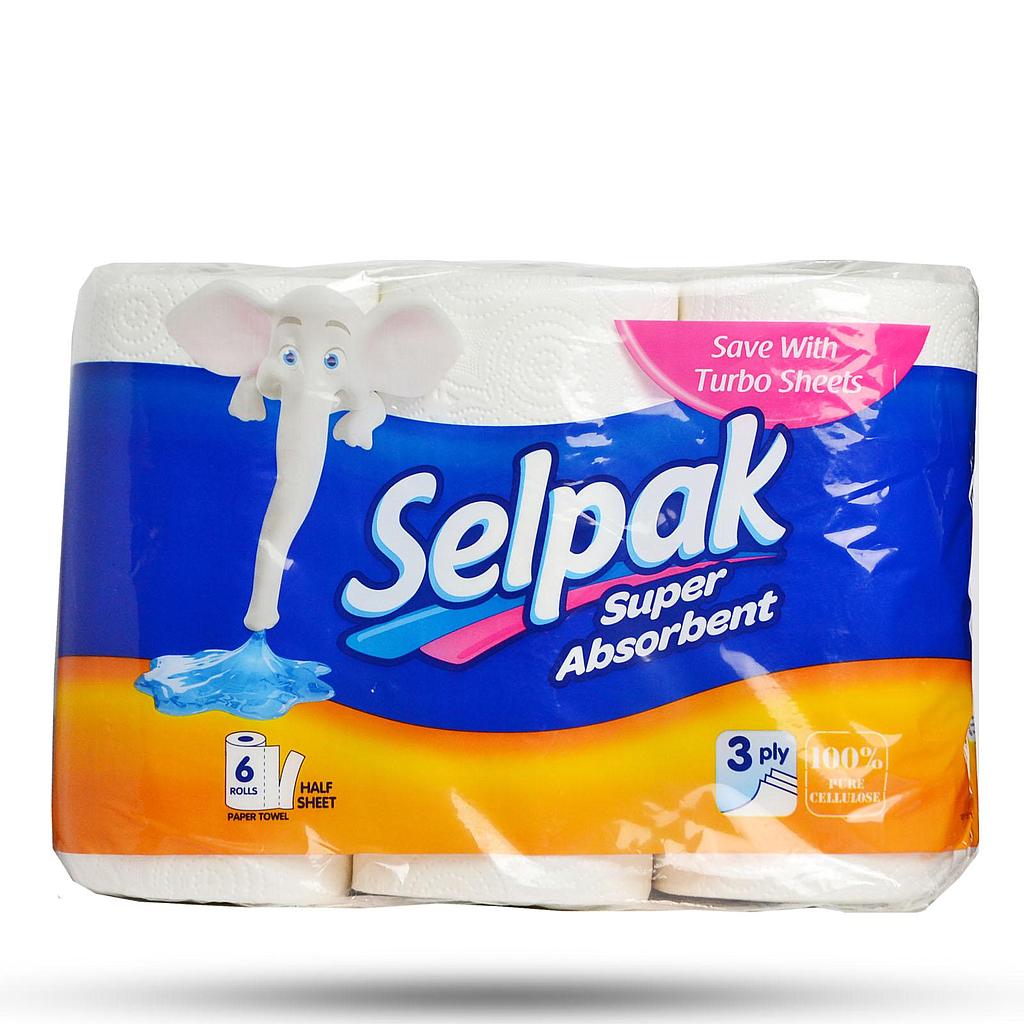 Бумажные полотенца кухонное Selpak 3 слоя 90 отрывов 6 рулонов