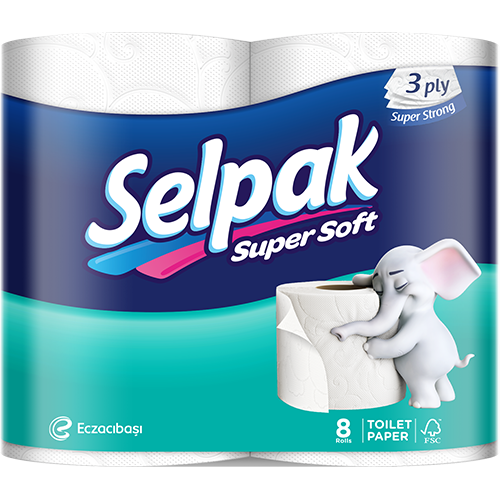 Туалетная бумага Selpak, трехслойная, 8 рулонов