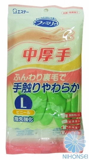 Виниловые перчатки ST “Family” (средней толщины, с внутренним покрытием) зеленые РАЗМЕР L, 1 пара