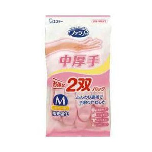 Виниловые перчатки  ST “Family” (средней толщины, с внутренним покрытием) розовые РАЗМЕР М, 2 пары