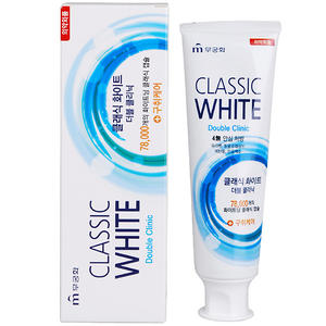 Зубная паста MUKUNGHWA Classic White Отбеливающая двойного действия с микрогранулами, аромат - мята+ментол, 110 гр