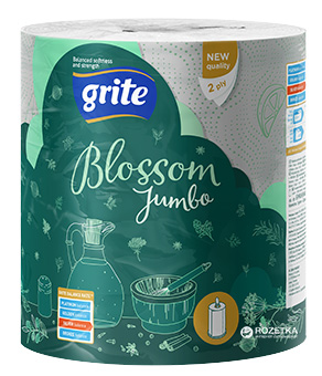 Полотенца рулонные GRITE Blossom Jumbo 2 слоя 400 отрывов 1 рулон